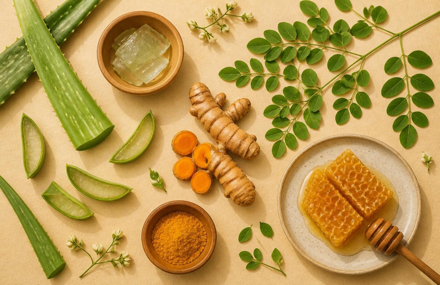 Natural botanical ingredients used in Mhani Skincare formulas